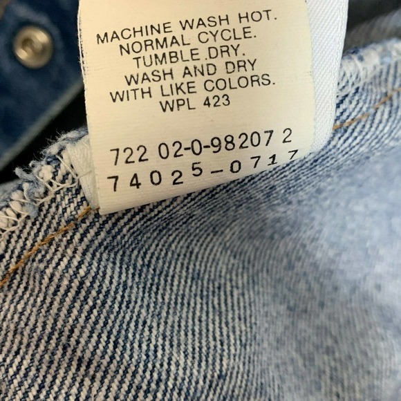 Levis Vintage Levis Kids Denim Trucker Jacket Sz 7 Acid Wash 90s Orange Tab USA - Picture 5 of 8